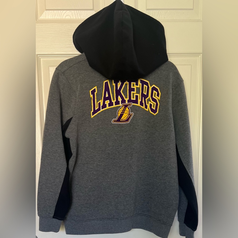 Gray and Purple Jacket L.A Lakers NBA Full-Zip Hoodie by Ultra Game Size XL-W